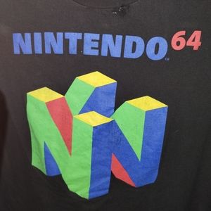 Nintendo 64 N64 Mens Short Sleeve Shirt Medium Logo Black Video Game Tagless